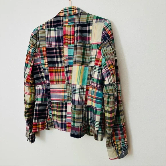 Vintage Ralph Lauren Patchwork Madras Blazer Jacket Plaid Preppy - Picture 10 of 13
